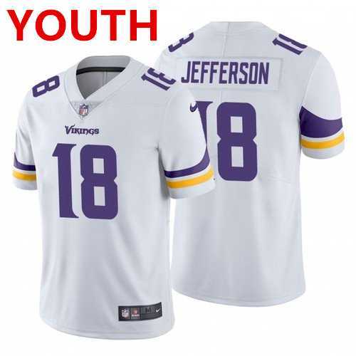 Youth Minnesota Vikings #18 Justin Jefferson 2020 White Vapor Untouchable Limited Stitched Jersey->youth nfl jersey->Youth Jersey